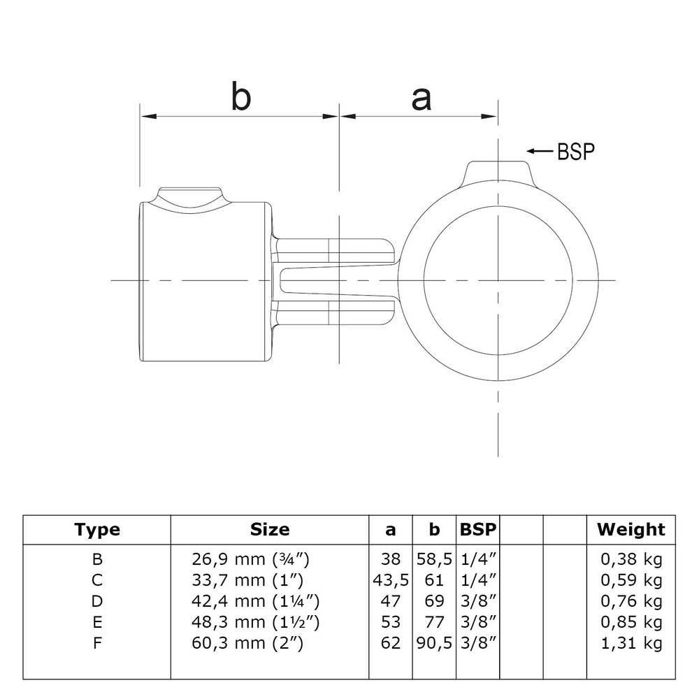 Buiskoppeling Enkel scharnierstuk-C / 33,7 mm
